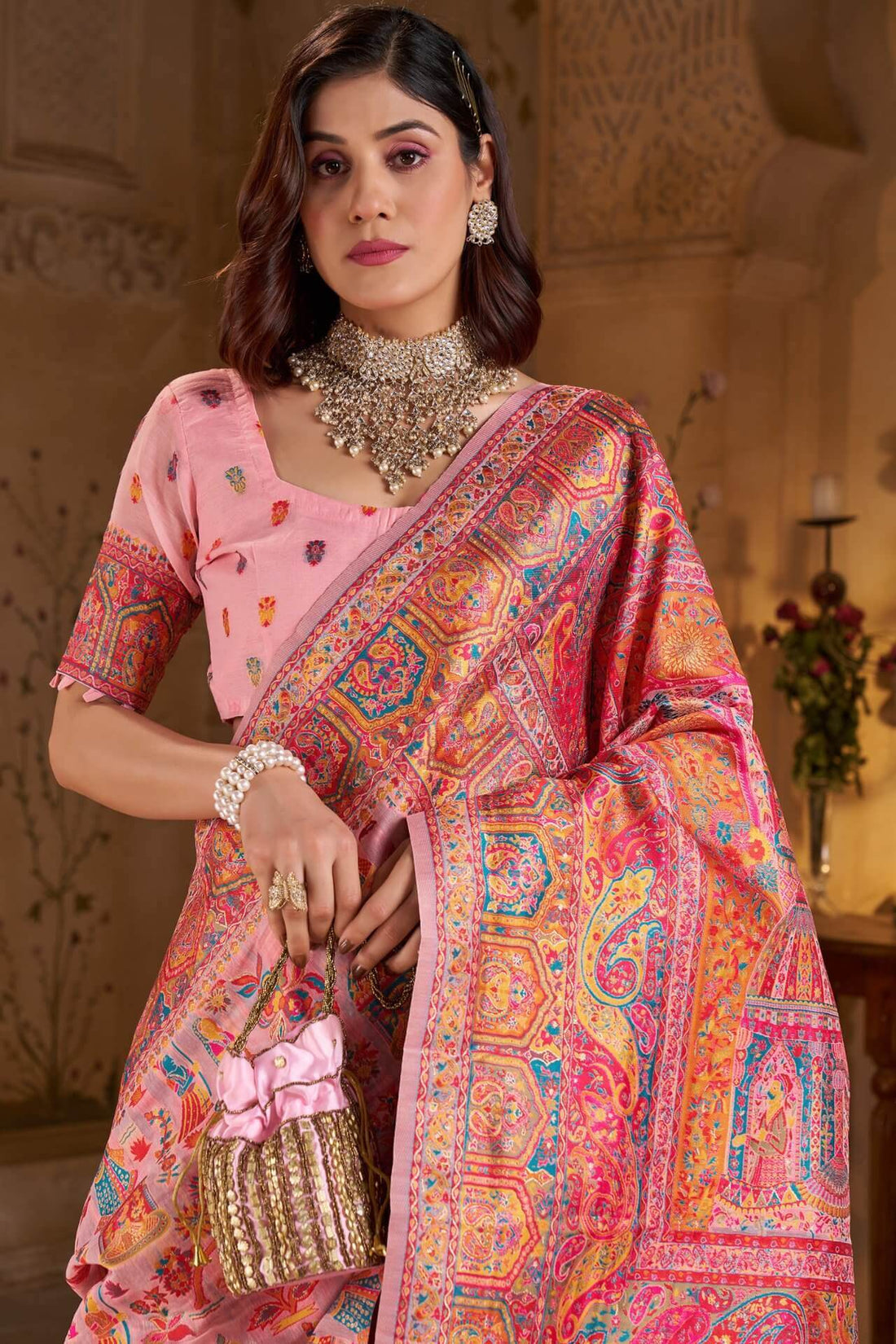 Admirable Off White Pashmina saree With Appealing Blouse Piece