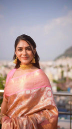 Pink Gold Silk Saree with Rich Zari Work | Elegant Wedding & Festive Wear