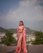 Pink Gold Silk Saree with Rich Zari Work | Elegant Wedding & Festive Wear