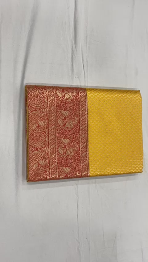 Royal Yellow Soft Lichi Silk Saree with Rich Jacquard Border