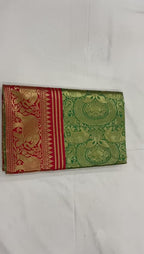 Royal Green Soft Lichi Silk Saree with Grand Copper Gold Pallu