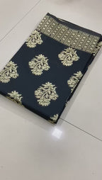 Elegant Black Soft Lichi Silk Saree with Rich Jacquard Pallu