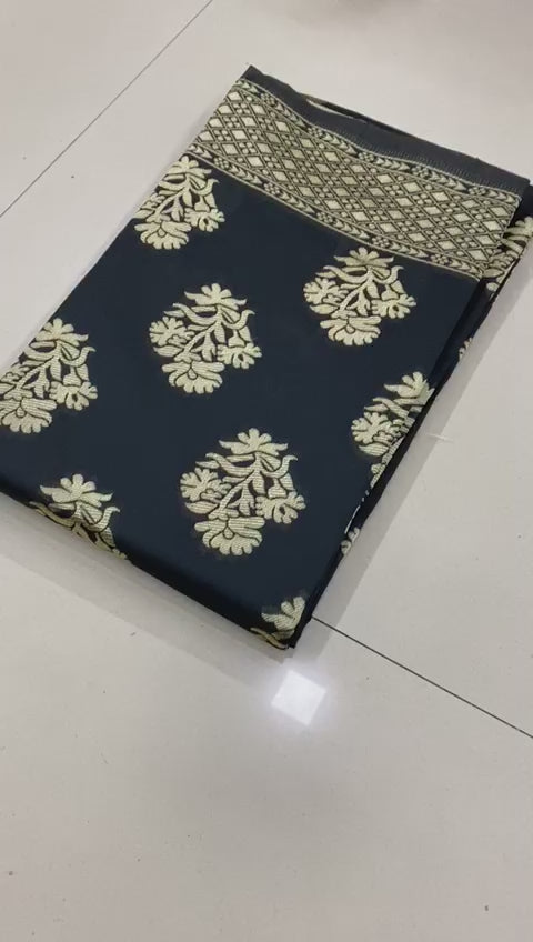 Elegant Black Soft Lichi Silk Saree with Rich Jacquard Pallu
