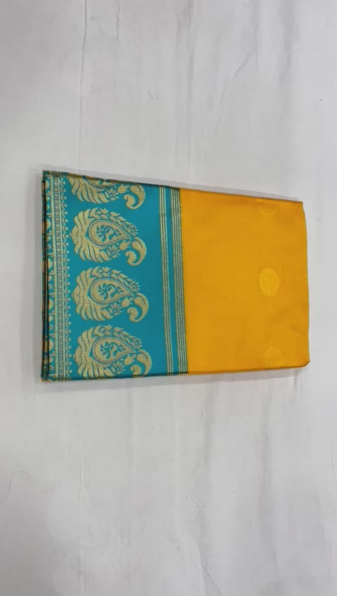 Royal Yellow Soft Lichi Silk Saree with Rich Jacquard Pallu