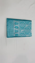Elegant Turquoise Soft Lichi Silk Saree with Rich Weaving