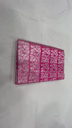 Elegant Pink Soft Lichi Silk Saree with Floral Jacquard & Rich Pallu