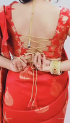 Bridal Red Soft Lichi Silk Saree with Rich Golden Jacquard