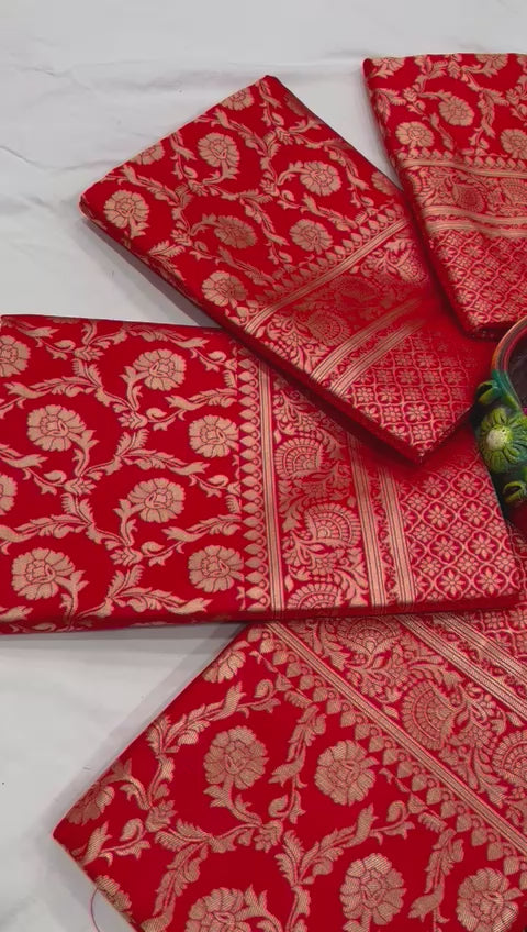 Bridal Red Soft Lichi Silk Saree – Royal Wedding Collection