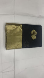 Classic Black Soft Lichi Silk Saree with Rich Golden Border