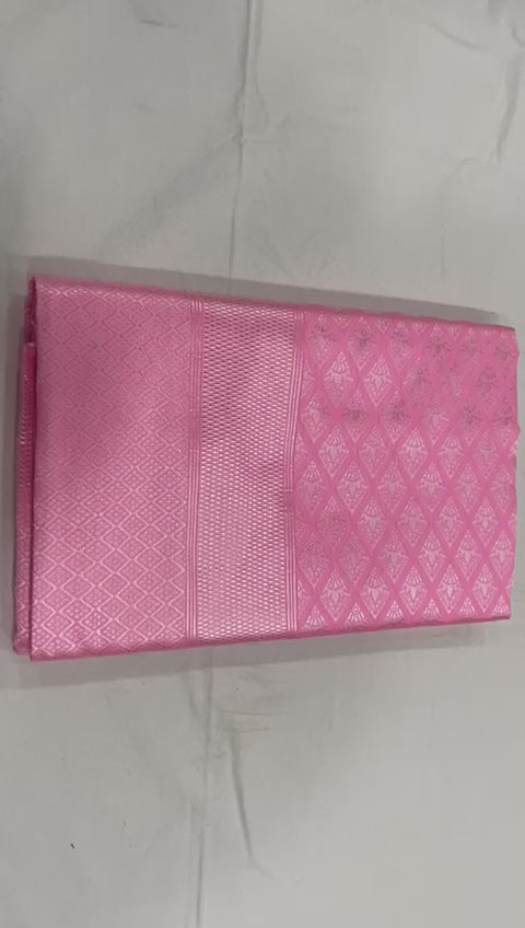 Blush Pink Soft Lichi Silk Saree – Elegant Jacquard Festival Wear