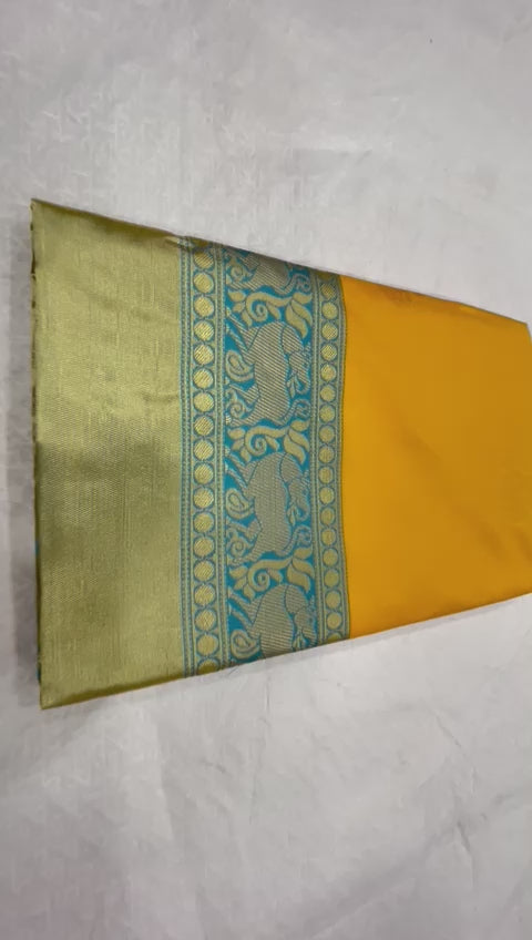 Royal Yellow Soft Lichi Silk Saree with Rich Jacquard Pallu