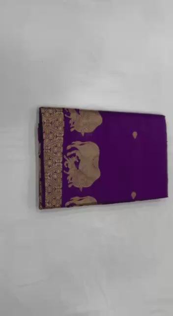 Royal Purple Jacquard Silk Saree – Celebrity Style Look