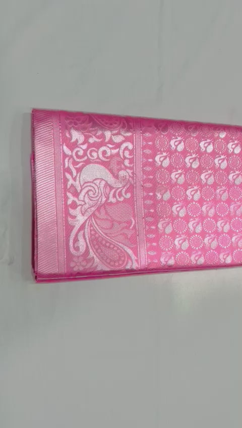 Blush Pink Lichi Silk Saree with Rich Jacquard Pallu – Festive Special