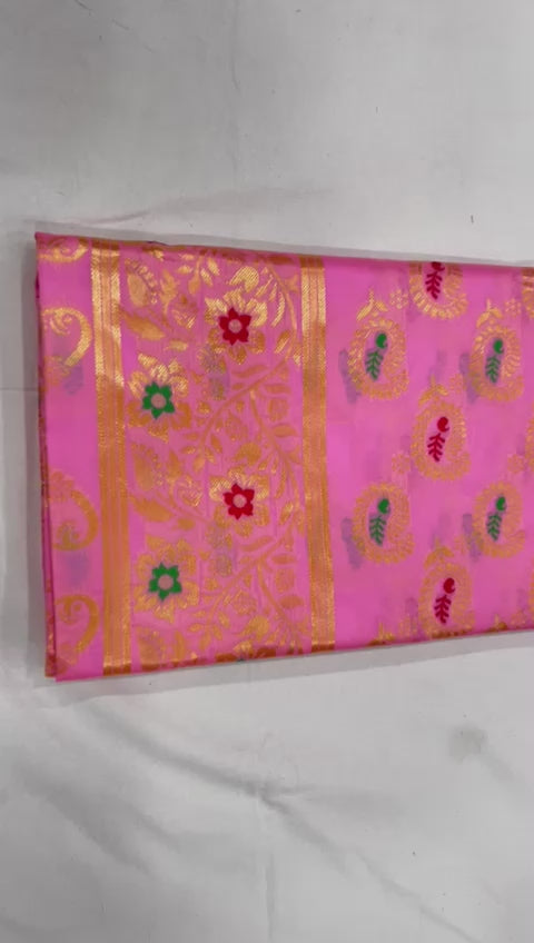Elegant Pink Soft Lichi Silk Saree with Rich Jacquard Pallu – Festive Special Collection