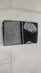 Designer Black Soft Lichi Silk Saree with Silver Woven Motifs
