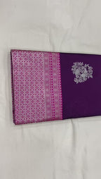Royal Purple Soft Lichi Silk Saree with Rich Jacquard Border