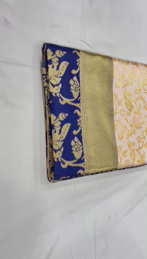 Royal Cream Soft Lichi Silk Saree with Classic Jacquard Border