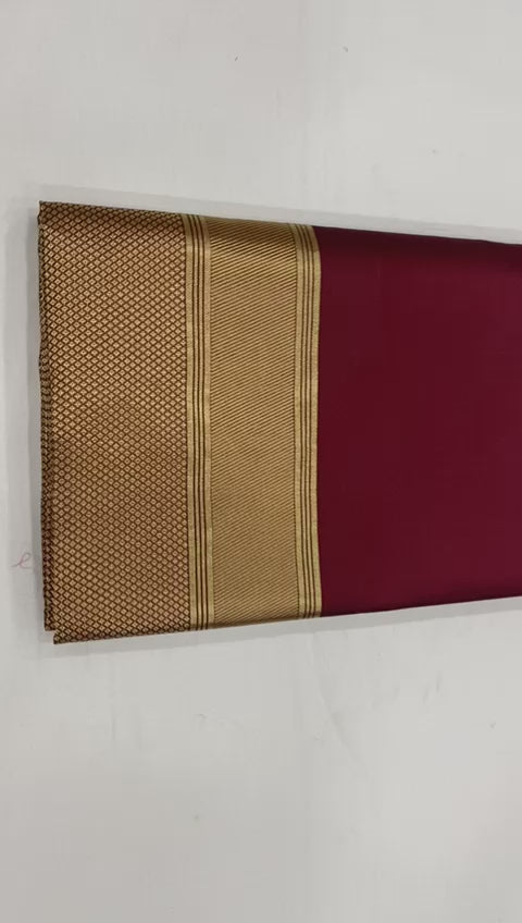 Royal Maroon Soft Lichi Silk Saree with Rich Golden Pallu