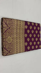 Royal Purple Lichi Silk Saree with Heavy Golden Jacquard Border – New Launch