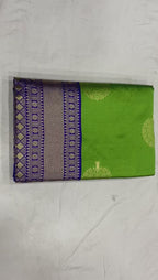 Royal Purple & Parrot Green Soft Lichi Silk Saree