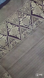Royal Purple Lichi Silk Saree with Grand Golden Zari Pallu
