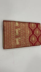 Royal Red Lichi Silk Saree with Grand Golden Jacquard Pallu