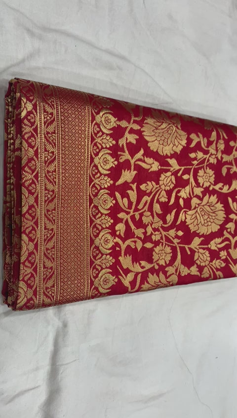 Royal Red Soft Lichi Silk Saree with Rich Jacquard Weaving