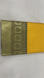 Royal Yellow & Black Soft Lichi Silk Saree with Rich Jacquard Pallu