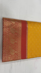 Royal Red & Yellow Soft Lichi Silk Saree with Rich Jacquard Pallu