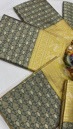 Royal Green Soft Lichi Silk Saree with Grand Mustard Gold Pallu