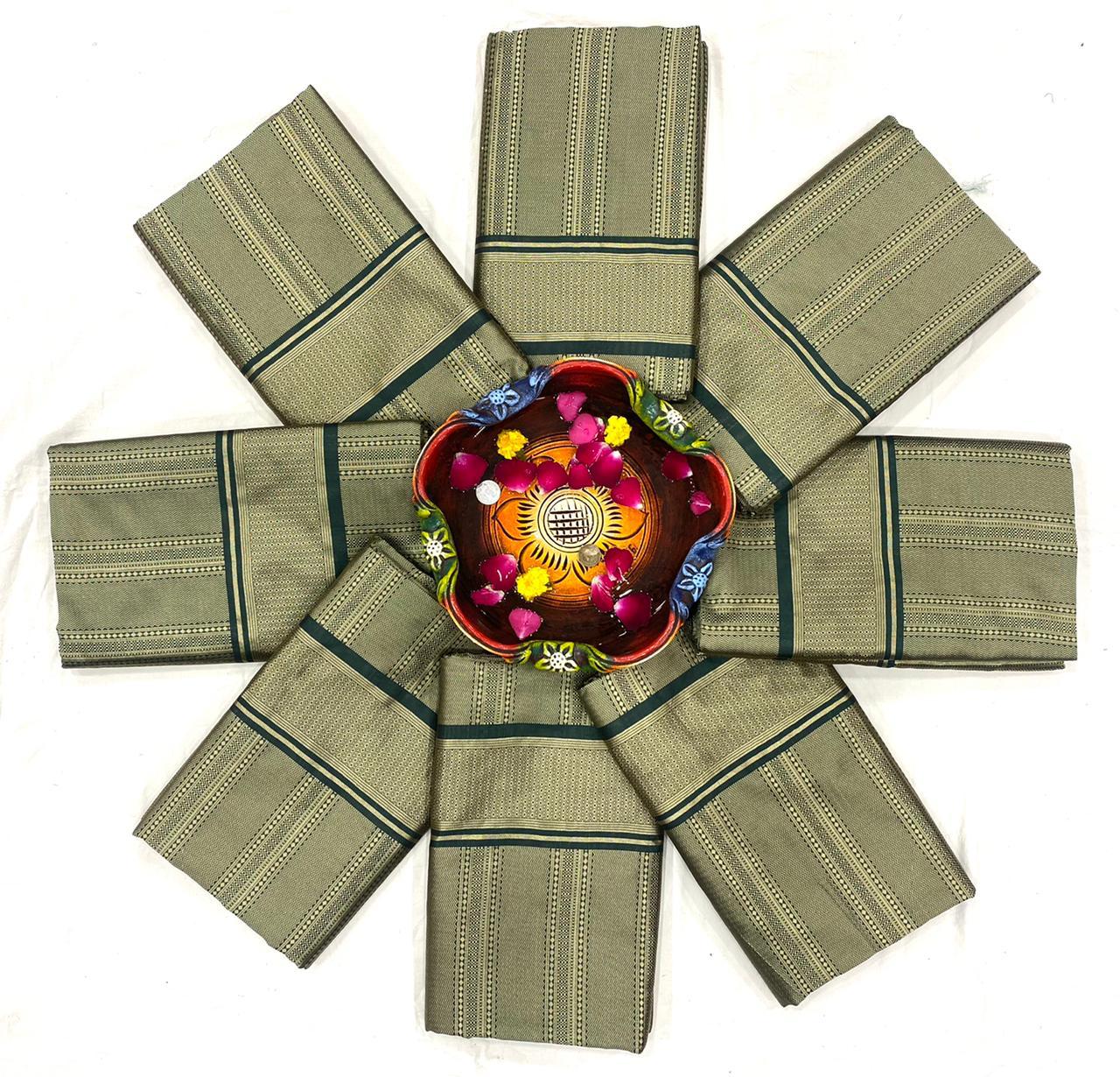 Elegant Olive Green Soft Lichi Silk Saree with Rich Jacquard Pallu