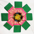 Emerald Green Lichi Silk Saree with Royal Pink Zari Border