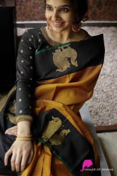 Royal Mustard Soft Lichi Silk Saree with Rich Jacquard Pallu