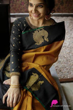 Royal Mustard Soft Lichi Silk Saree with Rich Jacquard Pallu