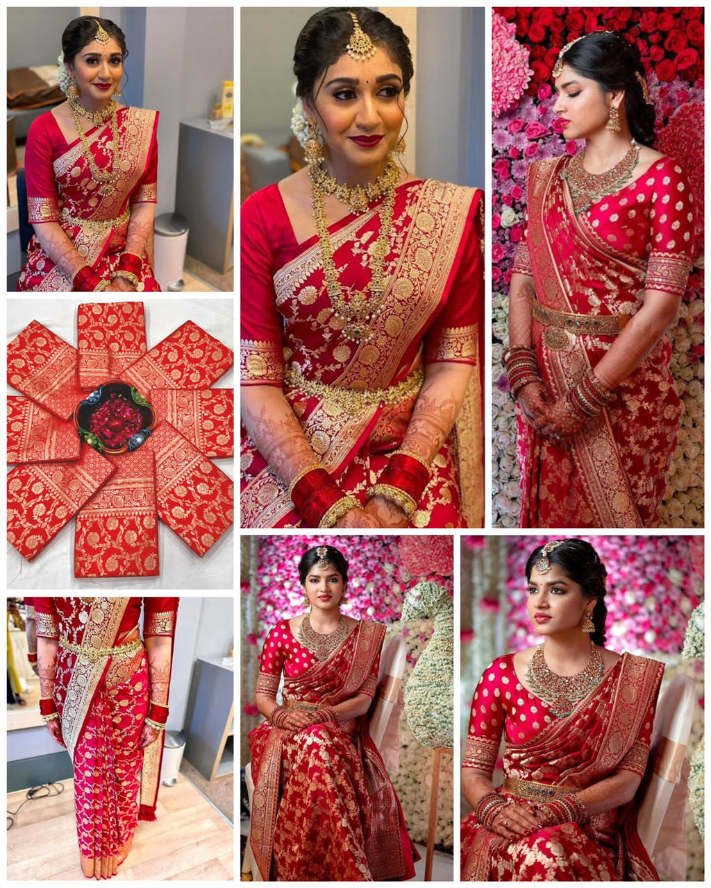 Bridal Red Soft Lichi Silk Saree – Royal Wedding Collection