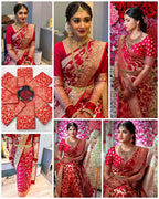 Bridal Red Soft Lichi Silk Saree – Royal Wedding Collection