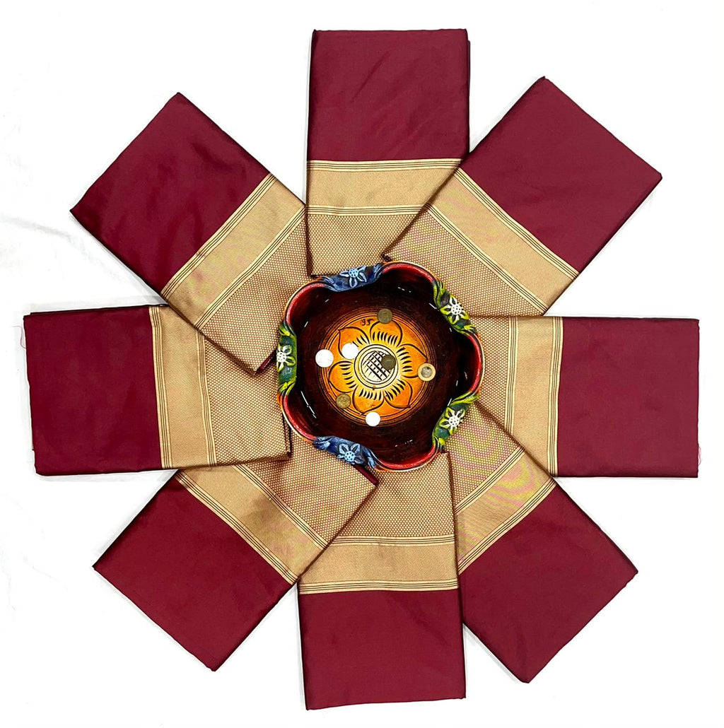 Royal Maroon Soft Lichi Silk Saree with Rich Golden Pallu