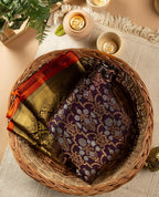 Royal Purple Lichi Silk Saree with Grand Golden Zari Pallu