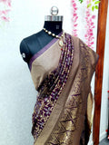 Royal Purple Lichi Silk Saree with Grand Golden Zari Pallu
