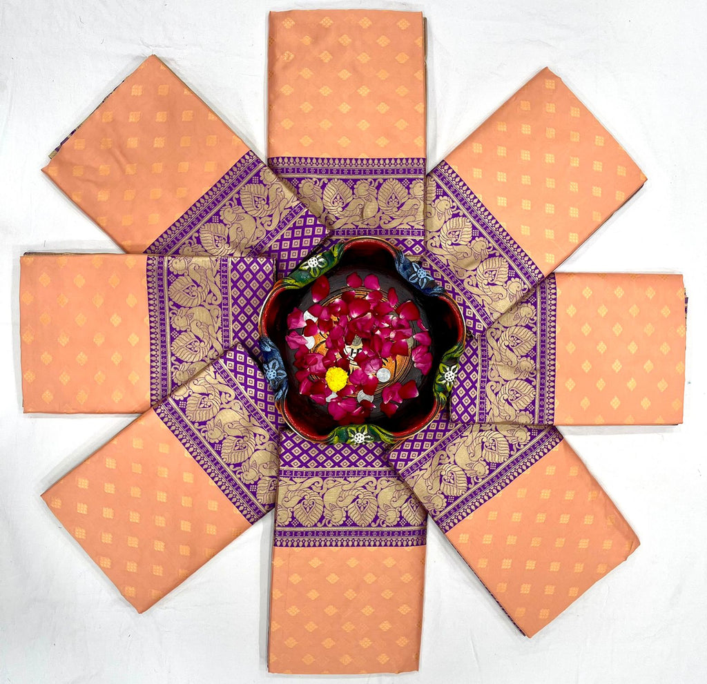 Royal Peach Lichi Silk Saree