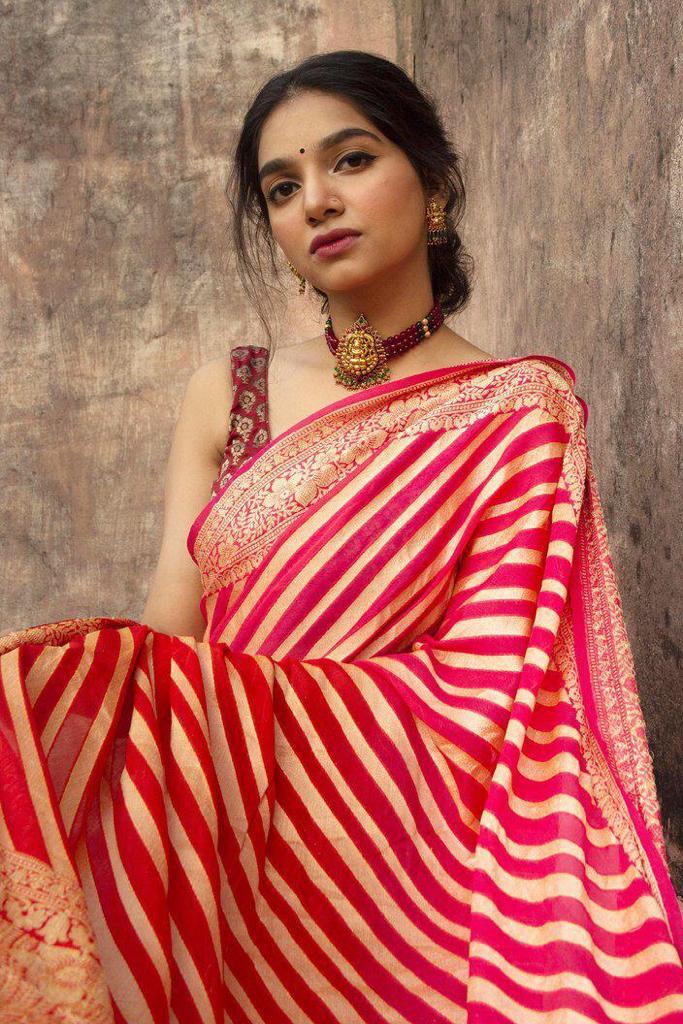 Royal Red & Gold Soft Lichi Silk Saree with Rich Jacquard Pallu
