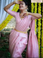 Blush Pink Soft Lichi Silk Saree – Elegant Jacquard Festival Wear