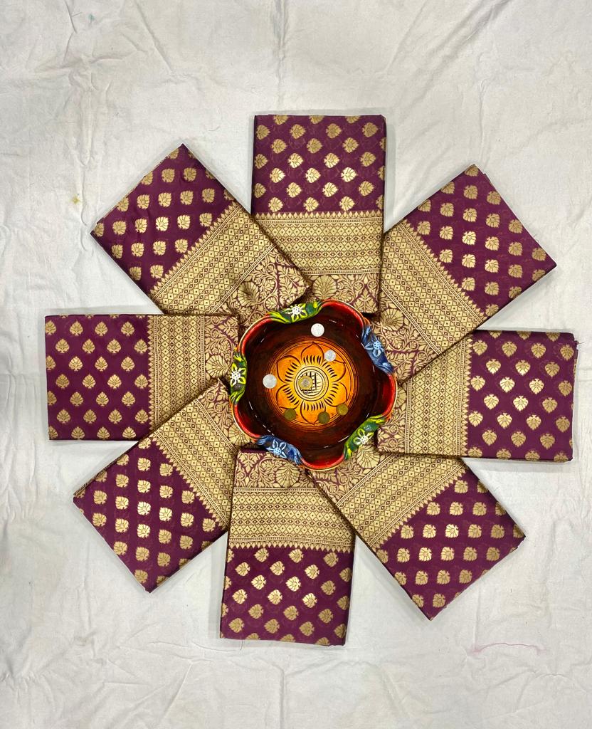 Royal Purple Lichi Silk Saree with Heavy Golden Jacquard Border – New Launch
