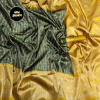 Royal Green Soft Lichi Silk Saree with Grand Mustard Gold Pallu