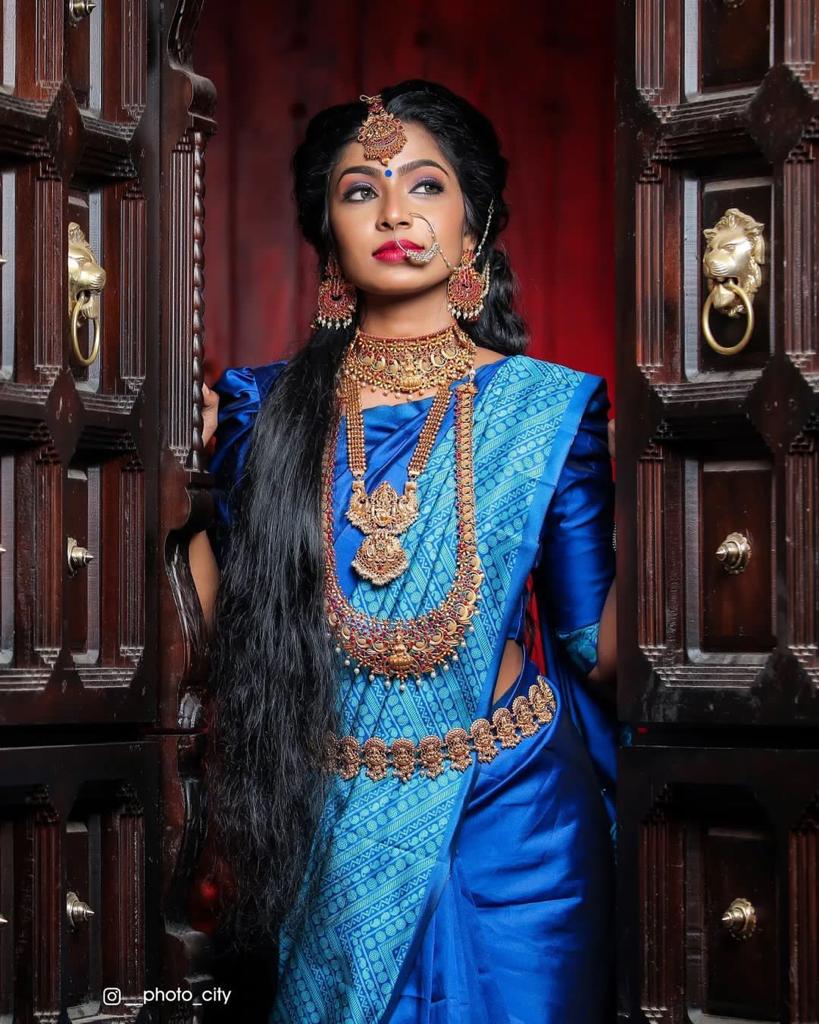 Royal Blue Soft Lichi Silk Saree with Rich Jacquard Pallu