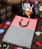 Elegant Peach Soft Lichi Silk Saree with Silver Jacquard Pallu