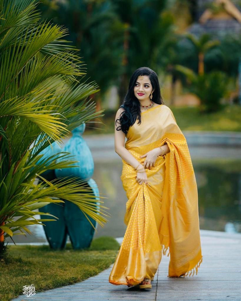 Sunshine Yellow Soft Lichi Silk Saree with Rich Jacquard Pallu
