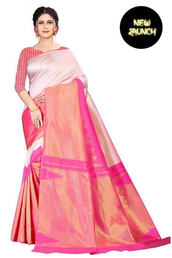 New Launch Premium Soft Lichi Silk Saree – Royal Gold & Pink Elegance