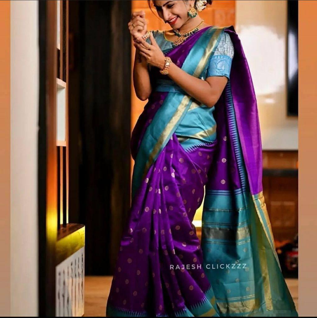 Royal Purple Soft Lichi Silk Saree – Rich Jacquard Elegance