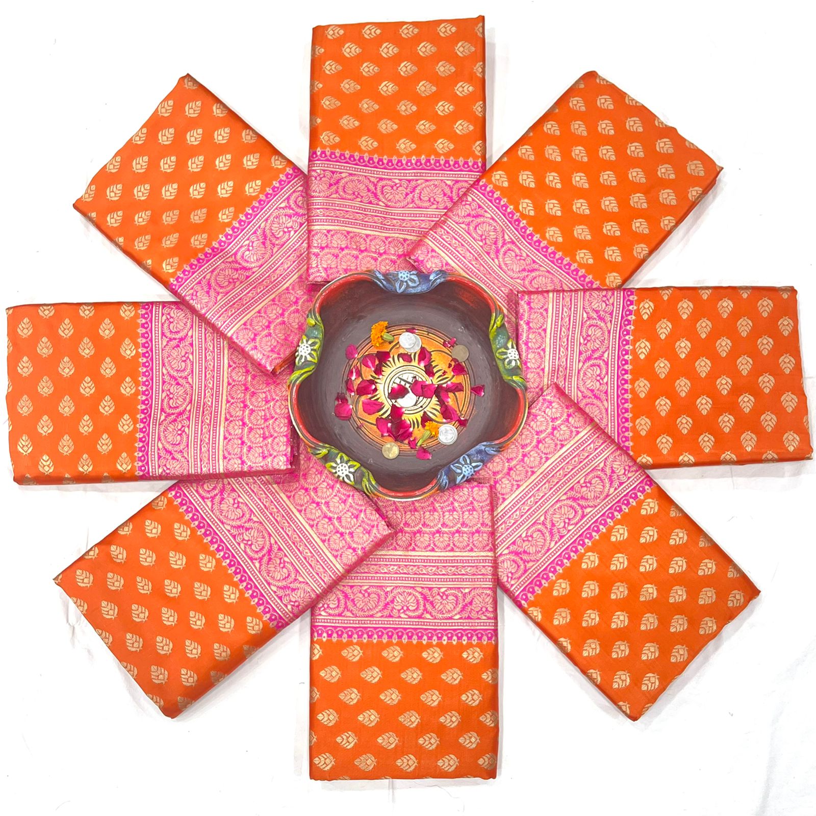Royal Orange Soft Lichi Silk Saree with Rich Jacquard Pallu – Festive Special